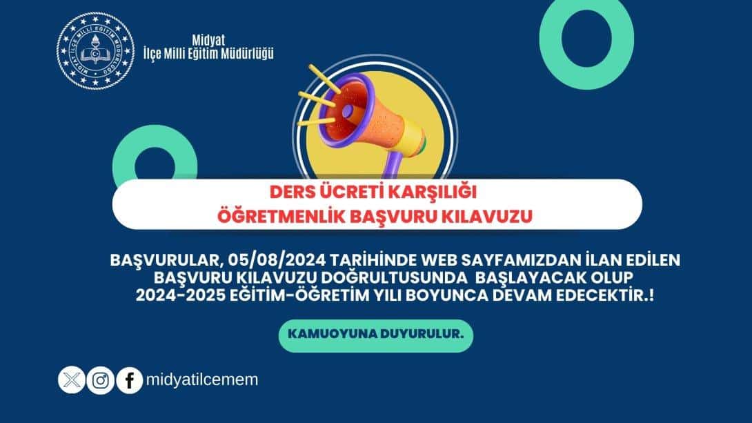 2024-2025 DERS ÜCRETİ KARŞILIĞI ÖĞRETMENLİK BAŞVURU KILAVUZU